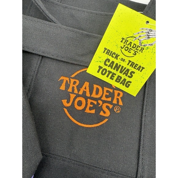 Trader Joe Halloween Mini Canvas Tote Bag 2025 Set Orange Green Purple Black New - Picture 6 of 6